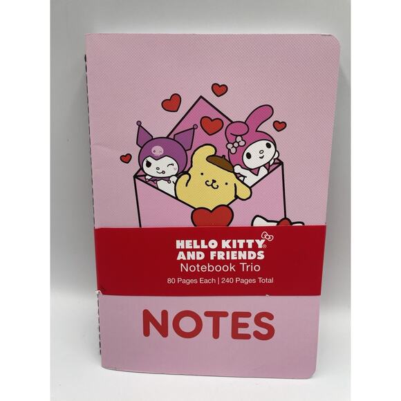 2024 Sanrio Hello Kitty & Friends Hearts 3-Pk Ruled Notebook 80 Pages Each NEW - Picture 1 of 8